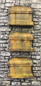 3 Stacked Coffins Embedded in Stone Wall RS505