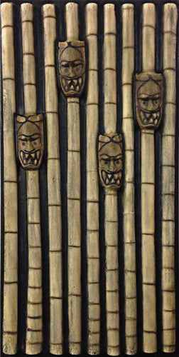 Tiki Tribal Bamboo Wall with Masks MS902